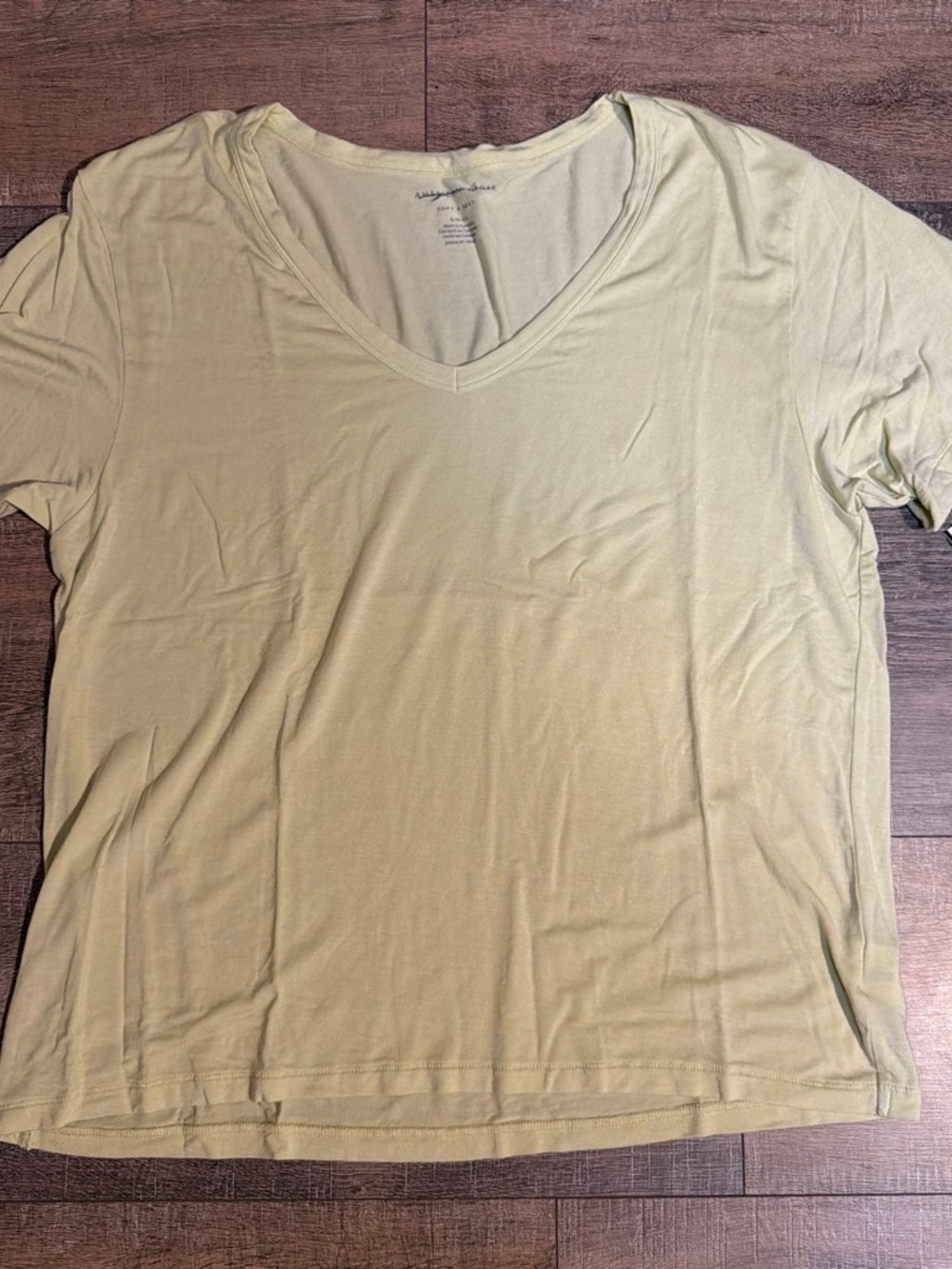 American Eagle Outfitters Light Yellow/green V-Neck Tee